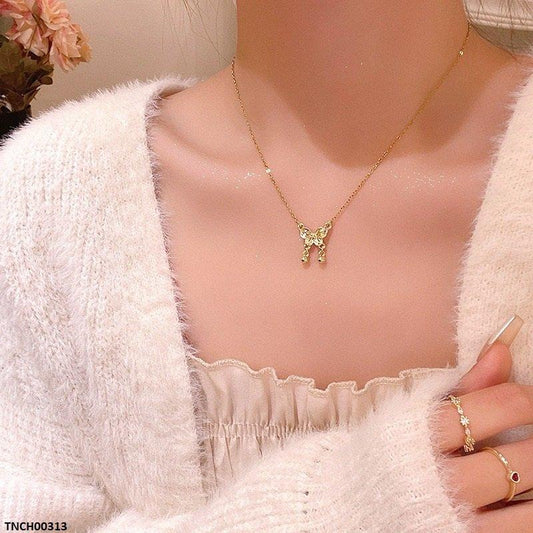 TNCH00313 HJF Trendy Casting Butterfly Necklace - TNCH