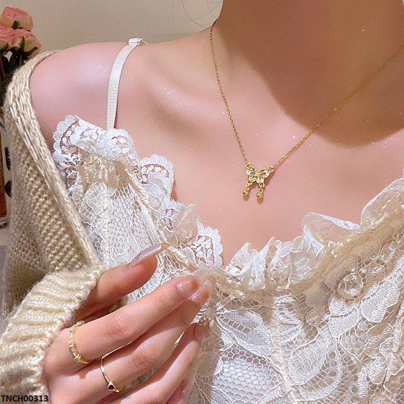 TNCH00313 HJF Trendy Casting Butterfly Necklace - TNCH