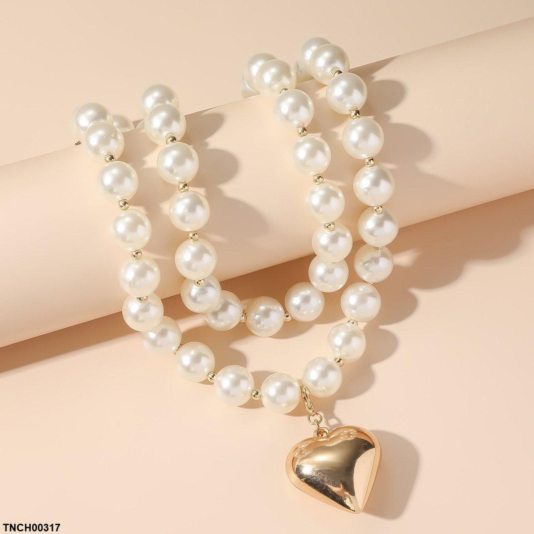 TNCH00317 YJJ Pearl Heart Necklace - TNCH
