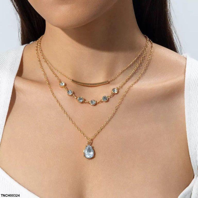 TNCH00324 YYE Tear/Round/Plain Chain Necklace - TNCH