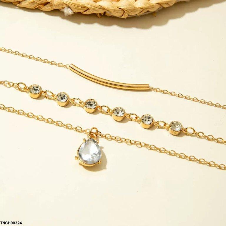 TNCH00324 YYE Tear/Round/Plain Chain Necklace - TNCH