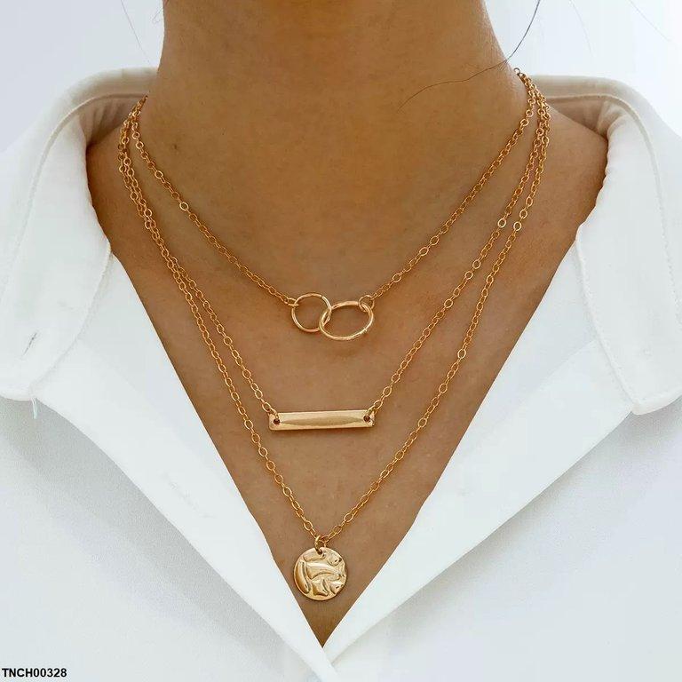 TNCH00328 YYE Coin/Round/Stick Drop Necklace - TNCH