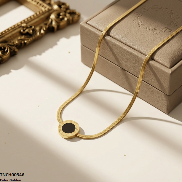 TNCH00346 QSJ Stainless Steel Round Necklace - TNCH