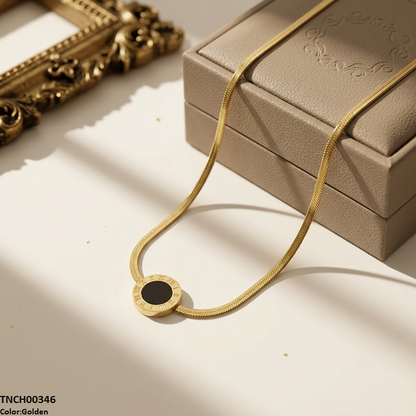 TNCH00346 QSJ Stainless Steel Round Necklace - TNCH