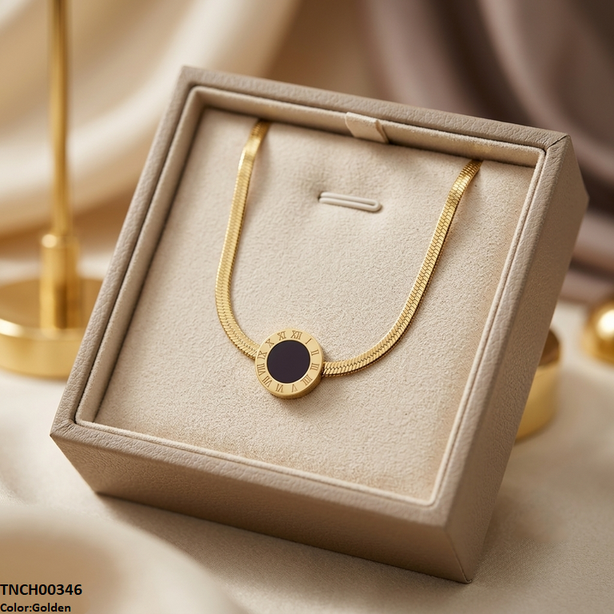 TNCH00346 QSJ Stainless Steel Round Necklace - TNCH