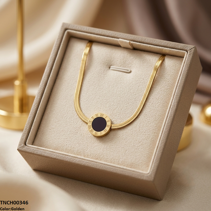 TNCH00346 QSJ Stainless Steel Round Necklace - TNCH