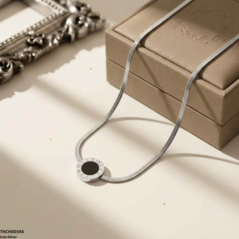 TNCH00346 QSJ Stainless Steel Round Necklace - TNCH