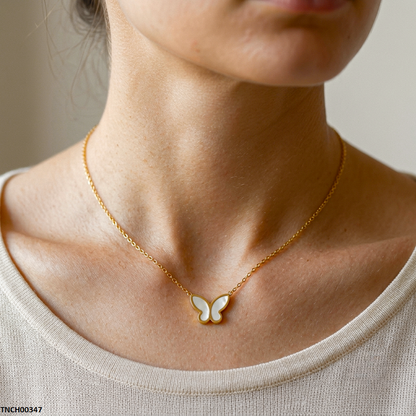 TNCH00347 QSJ Stainless Steel Butterfly Necklace - TNCH