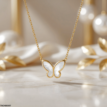 TNCH00347 QSJ Stainless Steel Butterfly Necklace - TNCH