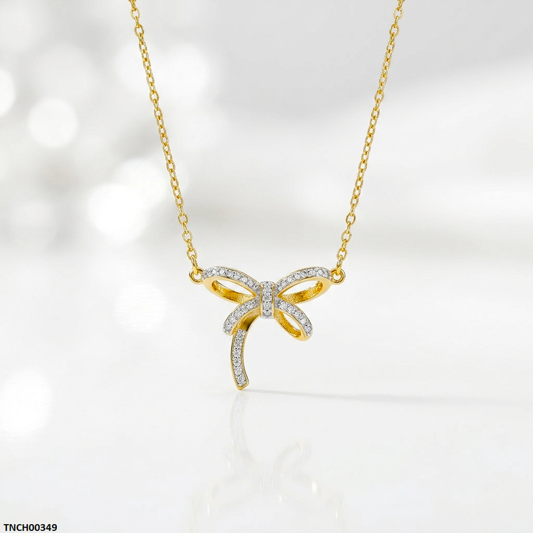 TNCH00349 QSJ Stainless Steel Bow Necklace - TNCH