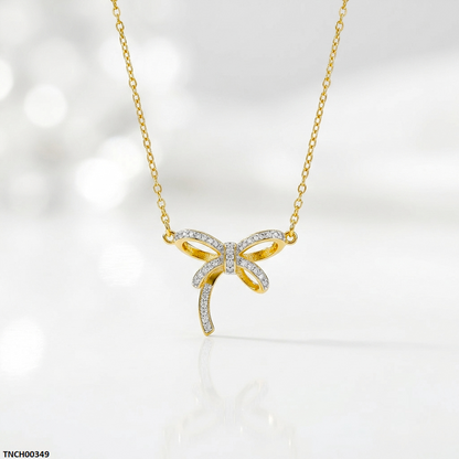 TNCH00349 QSJ Stainless Steel Bow Necklace - TNCH