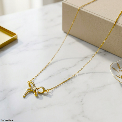 TNCH00349 QSJ Stainless Steel Bow Necklace - TNCH