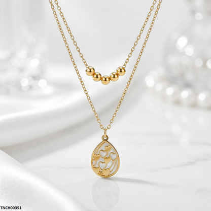 TNCH00351 QSJ Stainless Steel Tear Heart Necklace - TNCH