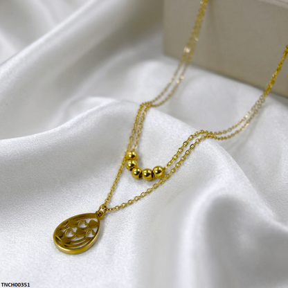 TNCH00351 QSJ Stainless Steel Tear Heart Necklace - TNCH