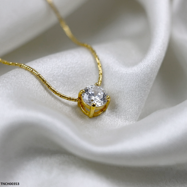 TNCH00353  QSJ Stainless Steel Round Stone Necklace - TNCH