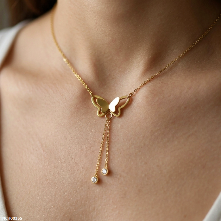 TNCH00355 QSJ Stainless Steel Butterfly Necklace - TNCH
