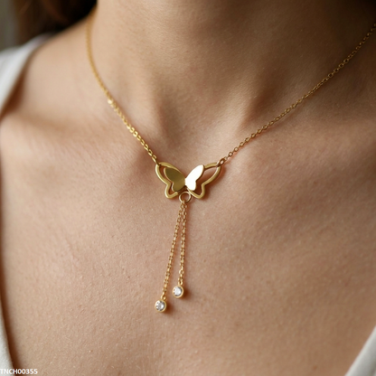 TNCH00355 QSJ Stainless Steel Butterfly Necklace - TNCH
