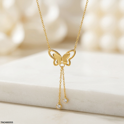 TNCH00355 QSJ Stainless Steel Butterfly Necklace - TNCH