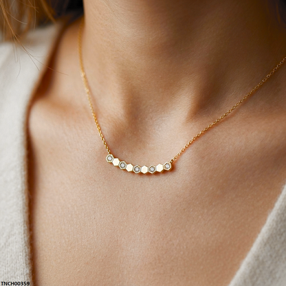 TNCH00359 MSJ Stainless Steel Double Stone  Necklace - TNCH