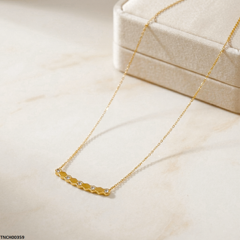 TNCH00359 MSJ Stainless Steel Double Stone  Necklace - TNCH