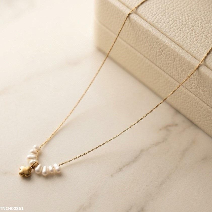 TNCH00361 MSJ Stainless Steel Pearl Flower Necklace - TNCH