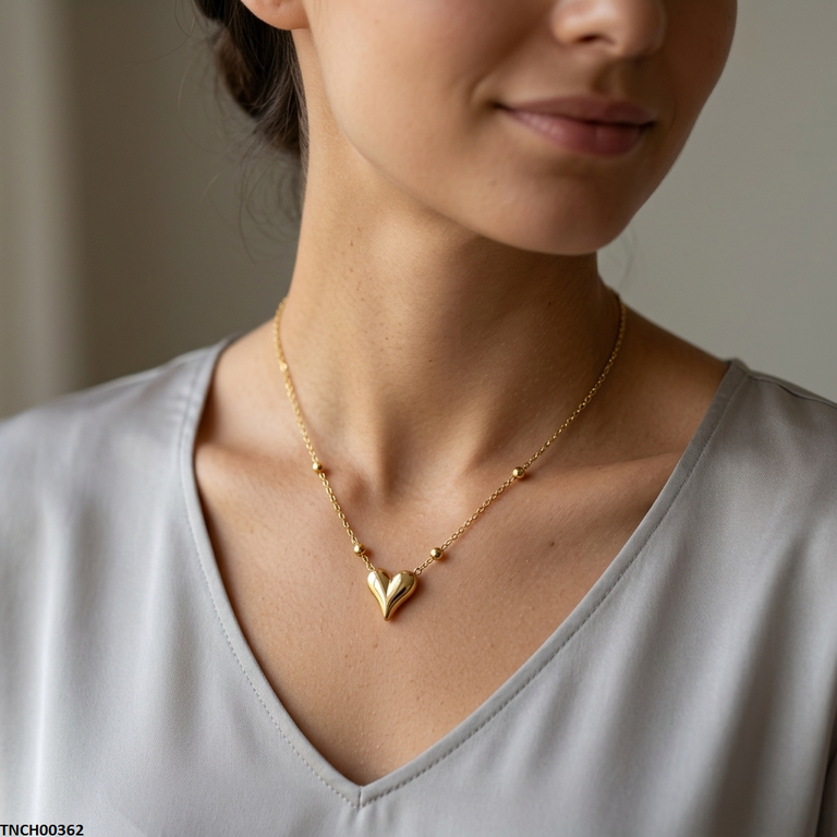 TNCH00362  MSJ Stainless Steel Heart Necklace - TNCH