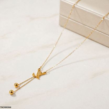 TNCH00366 MSJ Stainless Steel Double Round Necklace - TNCH