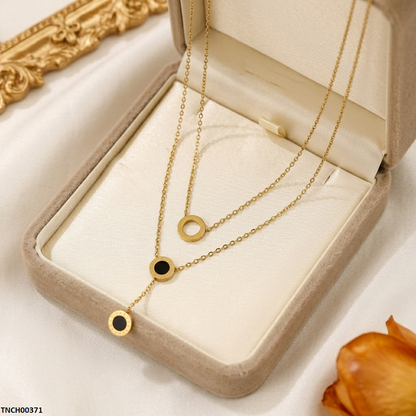 TNCH00371 MSJ Stainless Steel Round Double Chain Necklace - TNCH