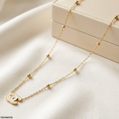 TNCH00378 BHS Double C Shap Stainless Steel Necklace - TNCH