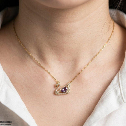 TNCH00400 TNR Stainless Steel Zircon Duck Necklace  - TNCH