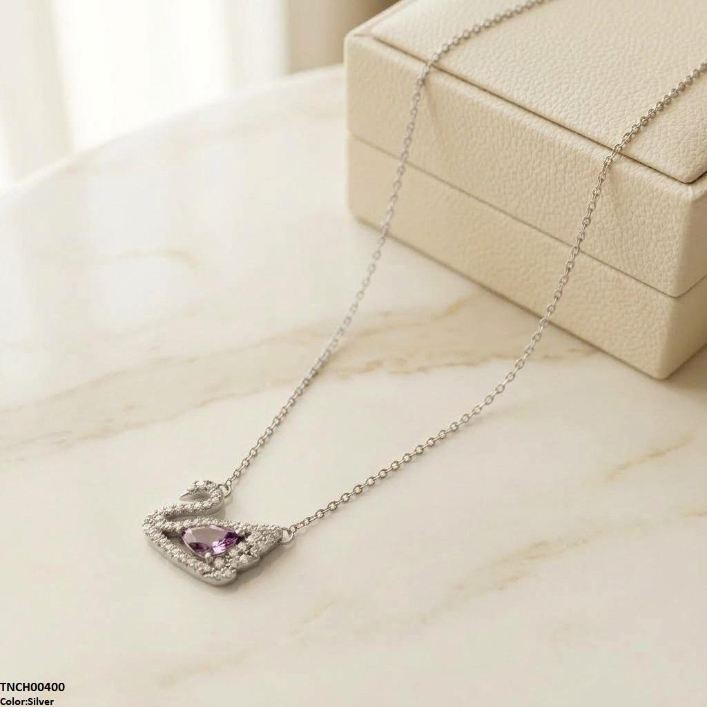 TNCH00400 TNR Stainless Steel Zircon Duck Necklace  - TNCH