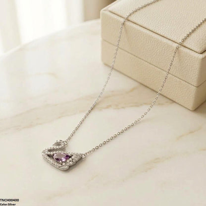 TNCH00400 TNR Stainless Steel Zircon Duck Necklace  - TNCH