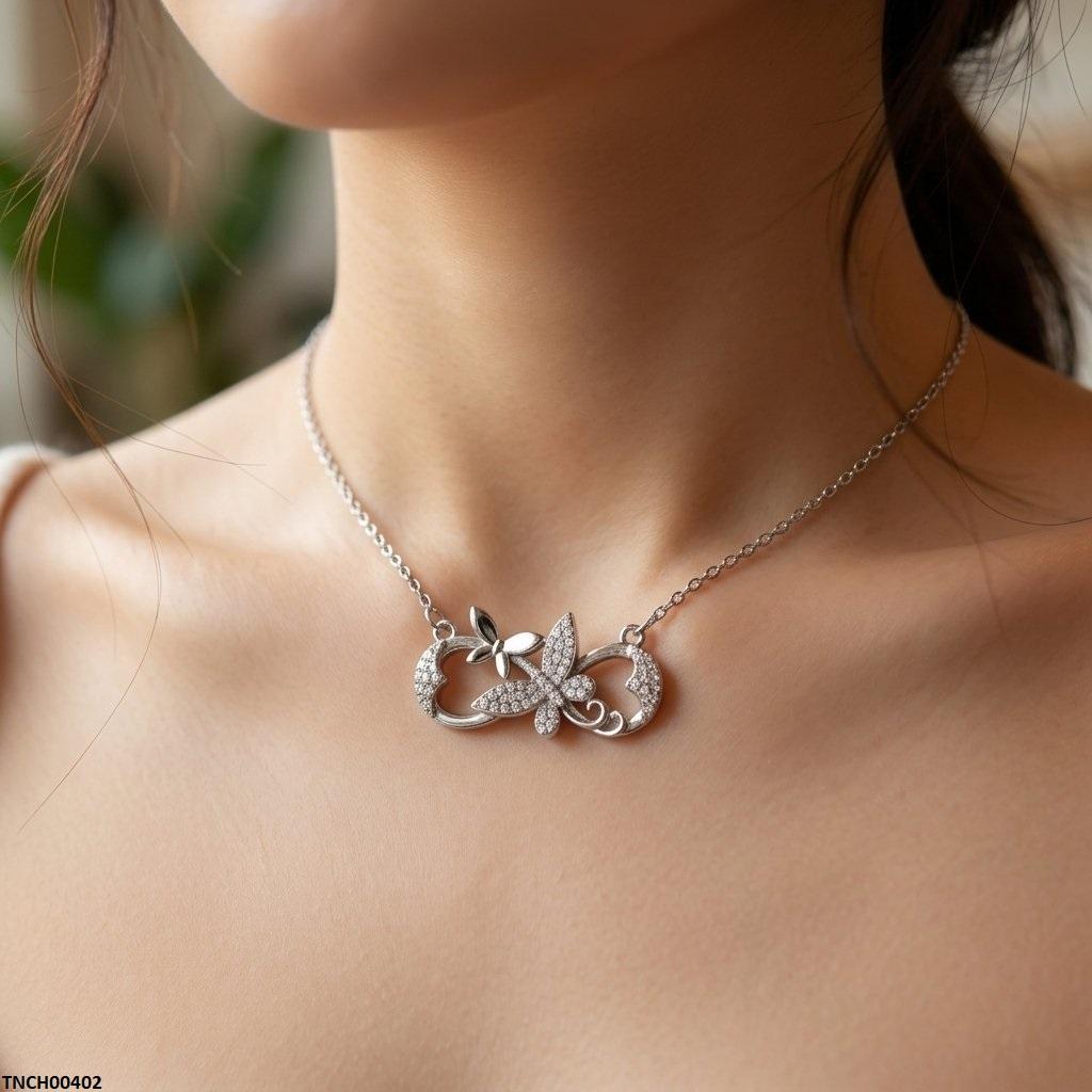 TNCH00402 TNR Stainless Steel Zircon Butterfly Necklace  - TNCH