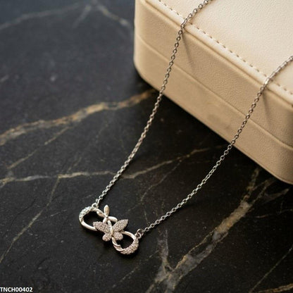 TNCH00402 TNR Stainless Steel Zircon Butterfly Necklace  - TNCH