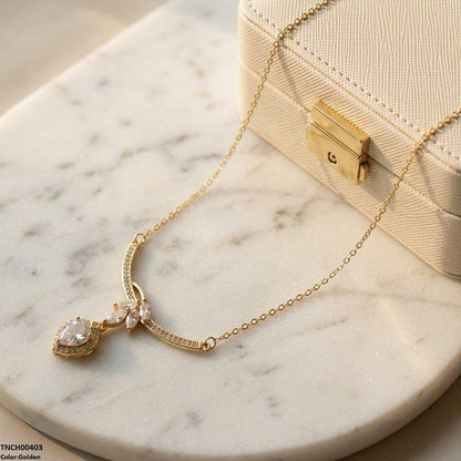 TNCH00403 TNR Stainless Steel Zircon Tear Necklace  - TNCH