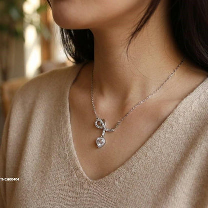 TNCH00404 TNR Stainless Steel Zircon Heart Necklace  - TNCH