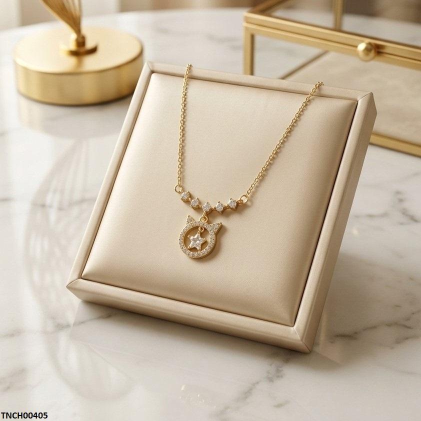 TNCH00405 TNR Stainless Steel Zircon Round Star Necklace  - TNCH