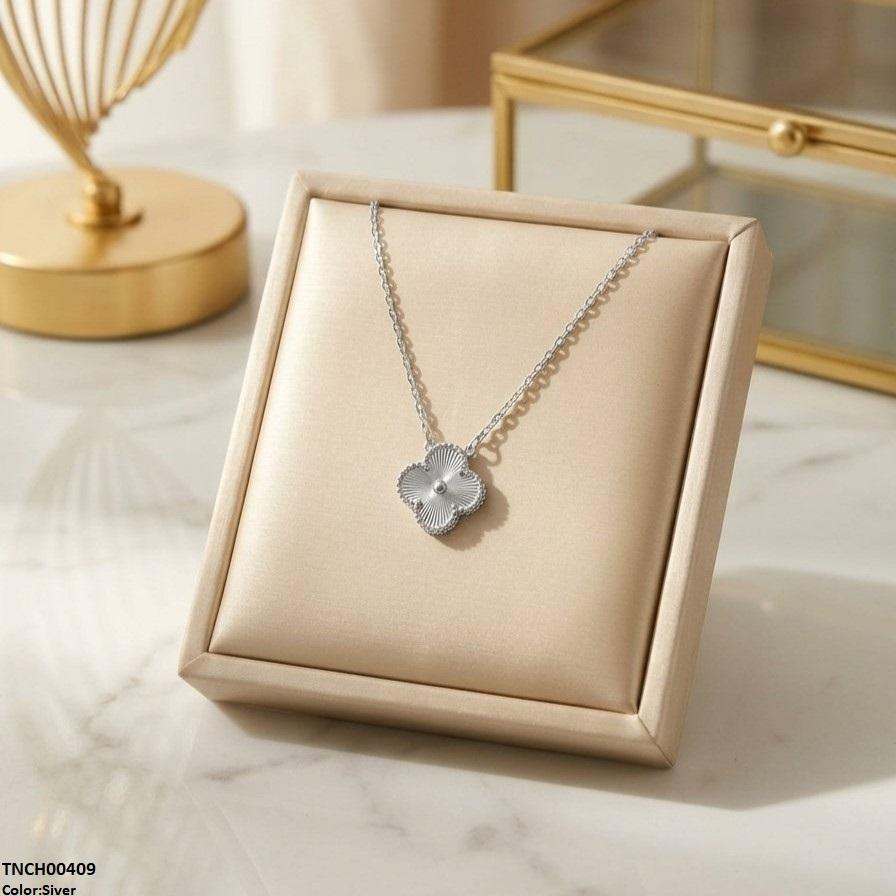 TNCH00409 TNR Stainless Steel Zircon Flower Necklace  - TNCH