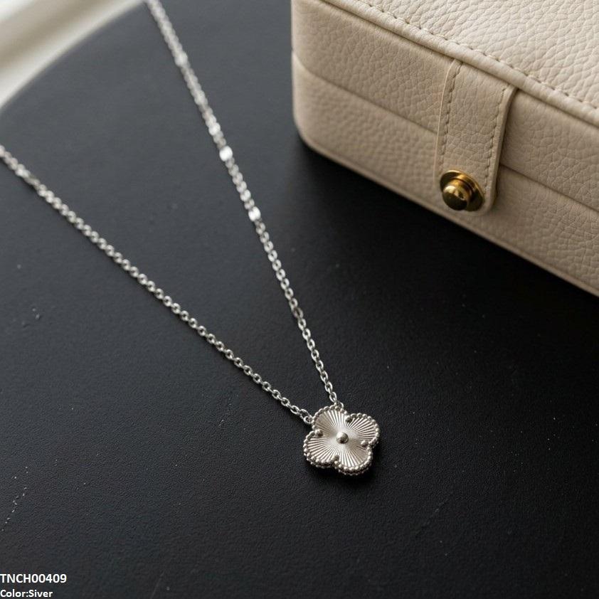TNCH00409 TNR Stainless Steel Zircon Flower Necklace  - TNCH