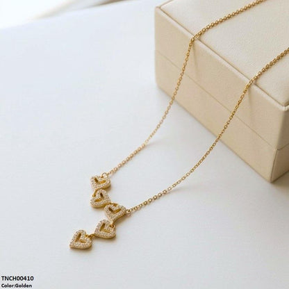 TNCH00410 TNR Stainless Steel Zircon Link Heart Necklace  - TNCH