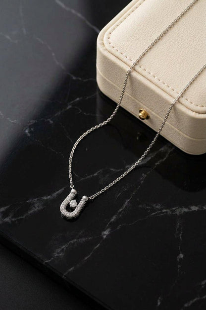 TNCH00411 TNR Stainless Steel Zircon U Shape Necklace  - TNCH