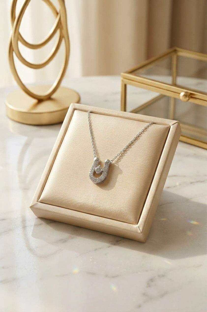 TNCH00411 TNR Stainless Steel Zircon U Shape Necklace  - TNCH