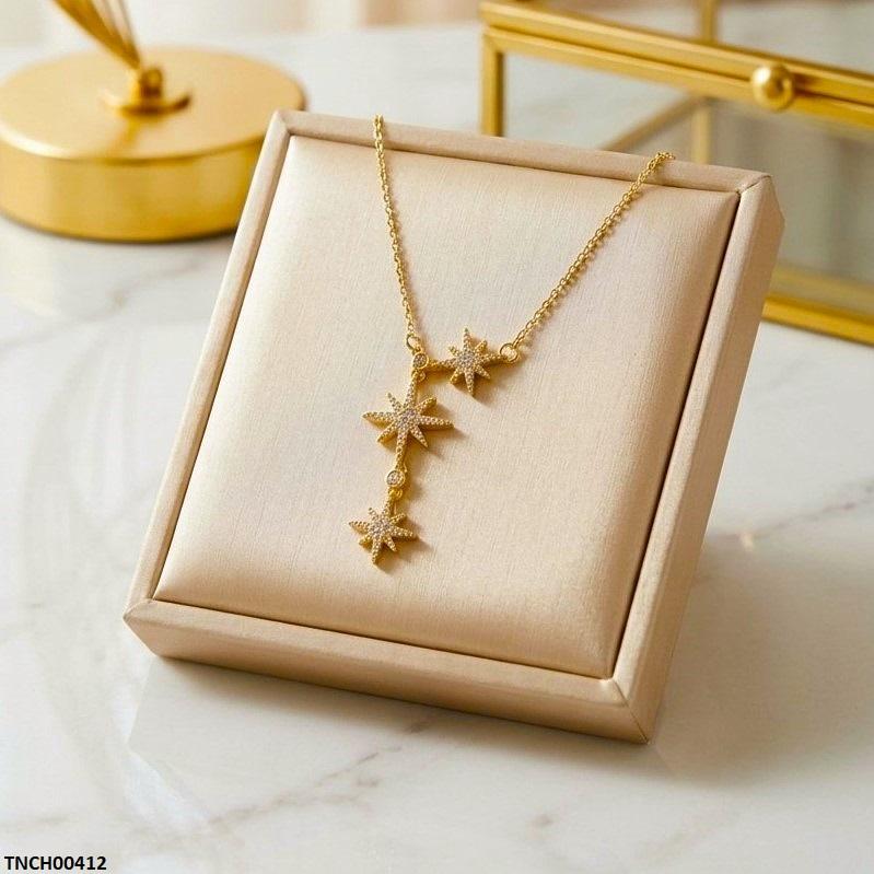 TNCH00412 TNR Stainless Steel Zircon Star Drop Necklace  - TNCH