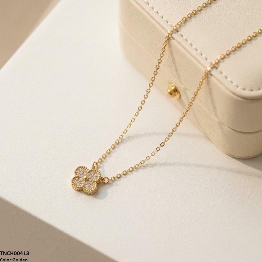 TNCH00413  TNR Stainless Steel Zircon Flower Necklace  - TNCH