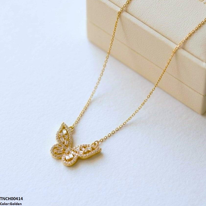 TNCH00414 TNR Stainless Steel Zircon Butterfly Necklace  - TNCH