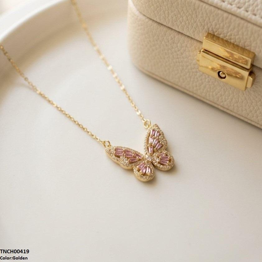 TNCH00419 TNR Stainless Steel Zircon Butterfly Necklace  - TNCH
