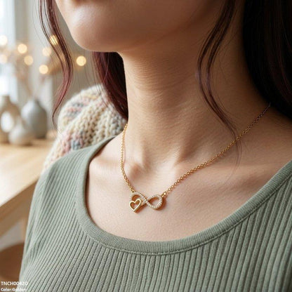 TNCH00420 TNR Stainless Steel Zircon Infinity Heart Necklace  - TNCH