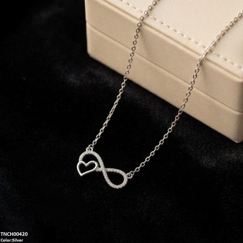 TNCH00420 TNR Stainless Steel Zircon Infinity Heart Necklace  - TNCH