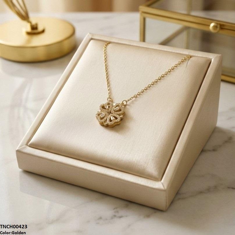 TNCH00423 TNR Stainless Steel Zircon Round Heart Necklace  - TNCH