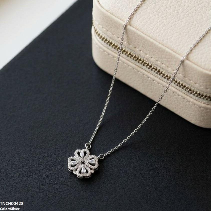 TNCH00423 TNR Stainless Steel Zircon Round Heart Necklace  - TNCH